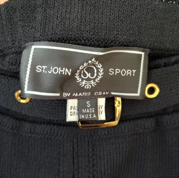 St. John Sport Black Wool Blend Santana Knit Belted Maxi Skirt Cruise - Picture 4 of 4